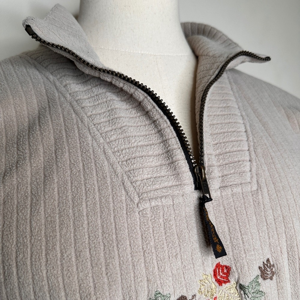 Vintage 90s Fall Embroidered Sweater Grandmacore Fairy Cottagecore Folk Ribbed - Picture 3 of 4